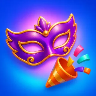 Purple masquerade mask and confetti for Party Mix